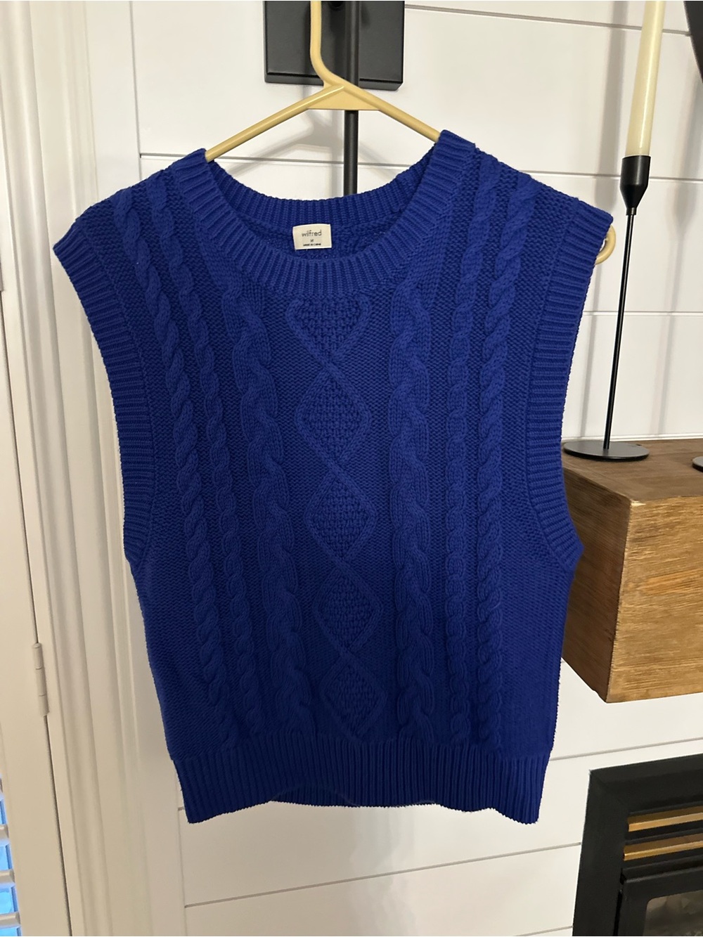 Wilfred Alps Royal Blue Cable-Knit Sleeveless Crewneck Sweater Vest